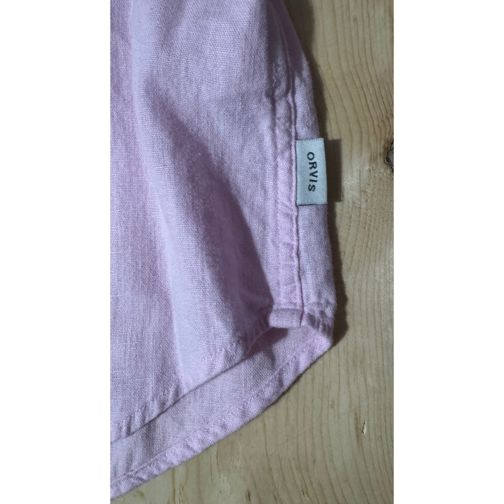 Orvis Classic Collection Pink Linen Blend Button Down Shirt Womens Large L/G - Picture 2 of 5